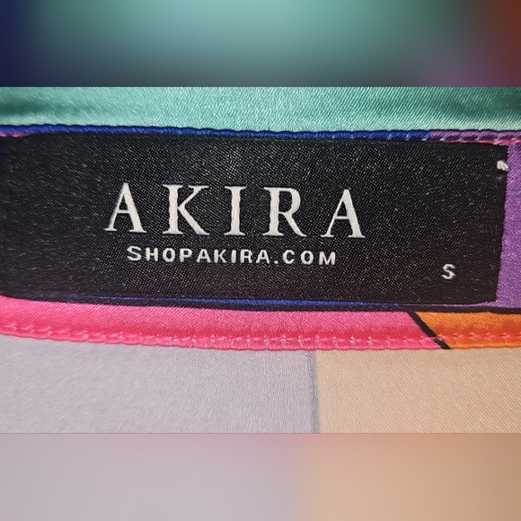 AKIRA Multicolored 70s Inspired Blouse Groovy Funky Rainbow Hippie Boho Small - Picture 4 of 5